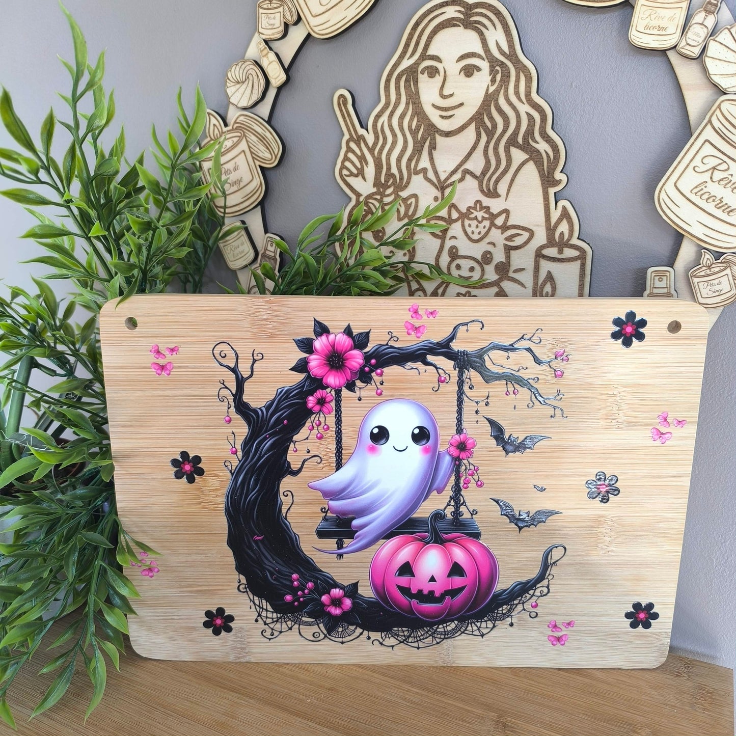 🚪 Plaque Décorative en Bambou – Chambre / Porte