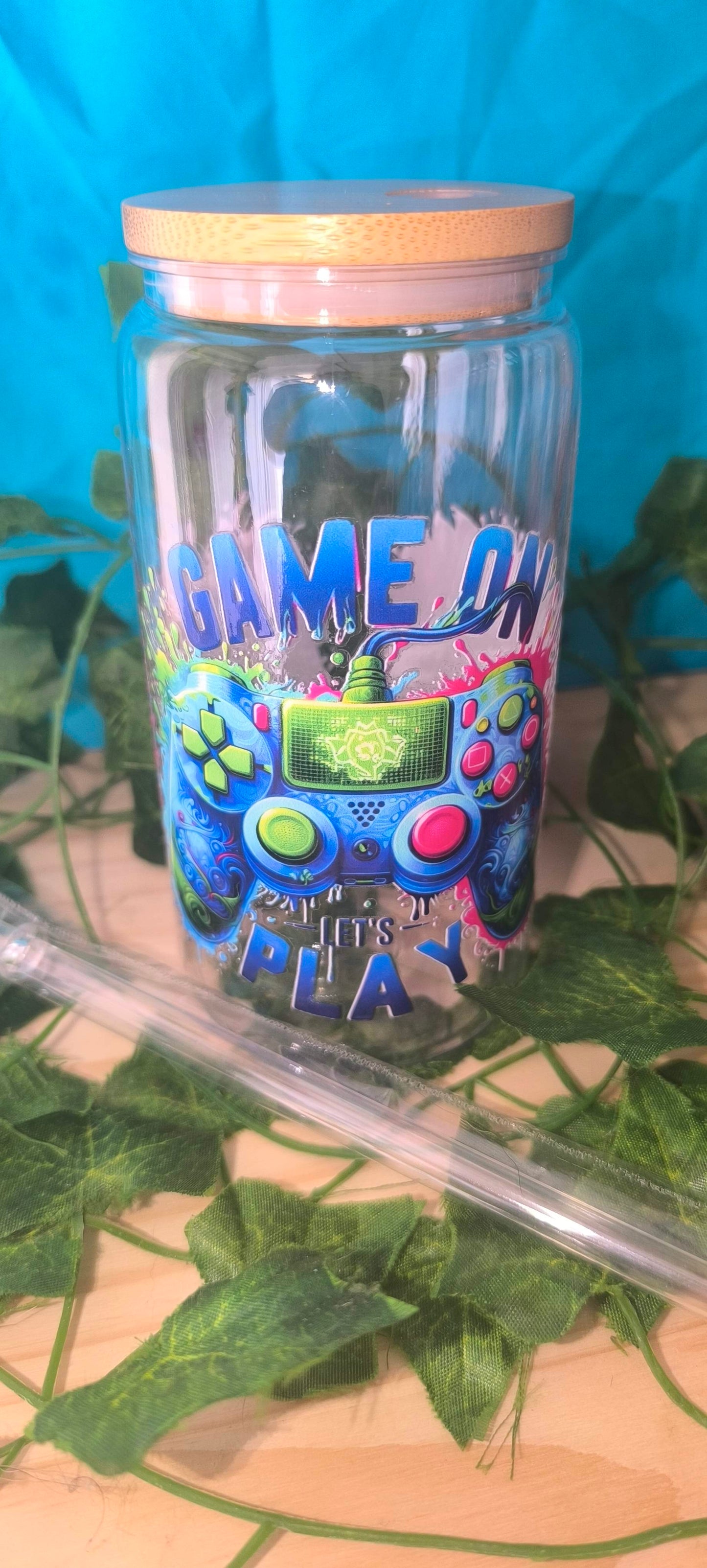 Verre transparent avec sticker uv dtf