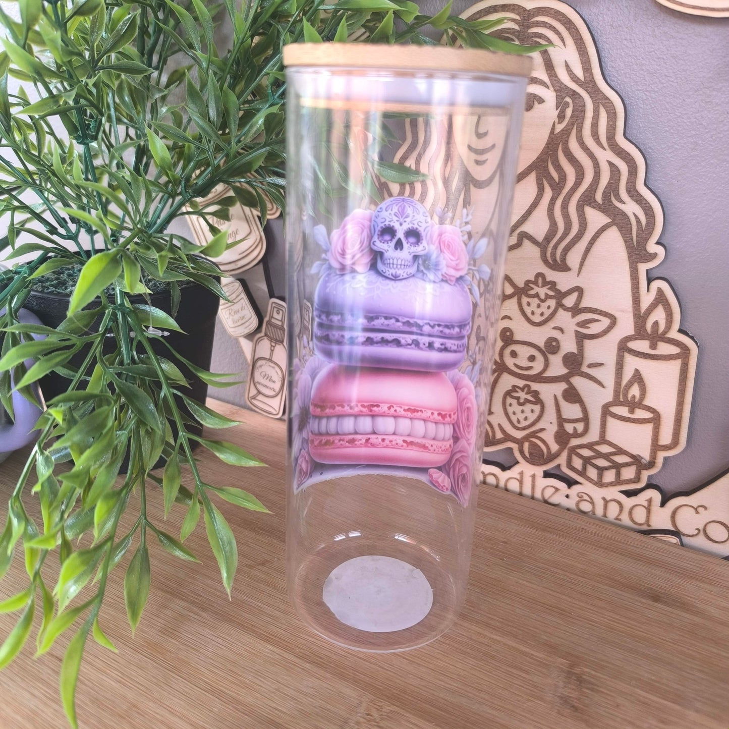 Verre Paille et bambou gravé "Dias de la muerte"