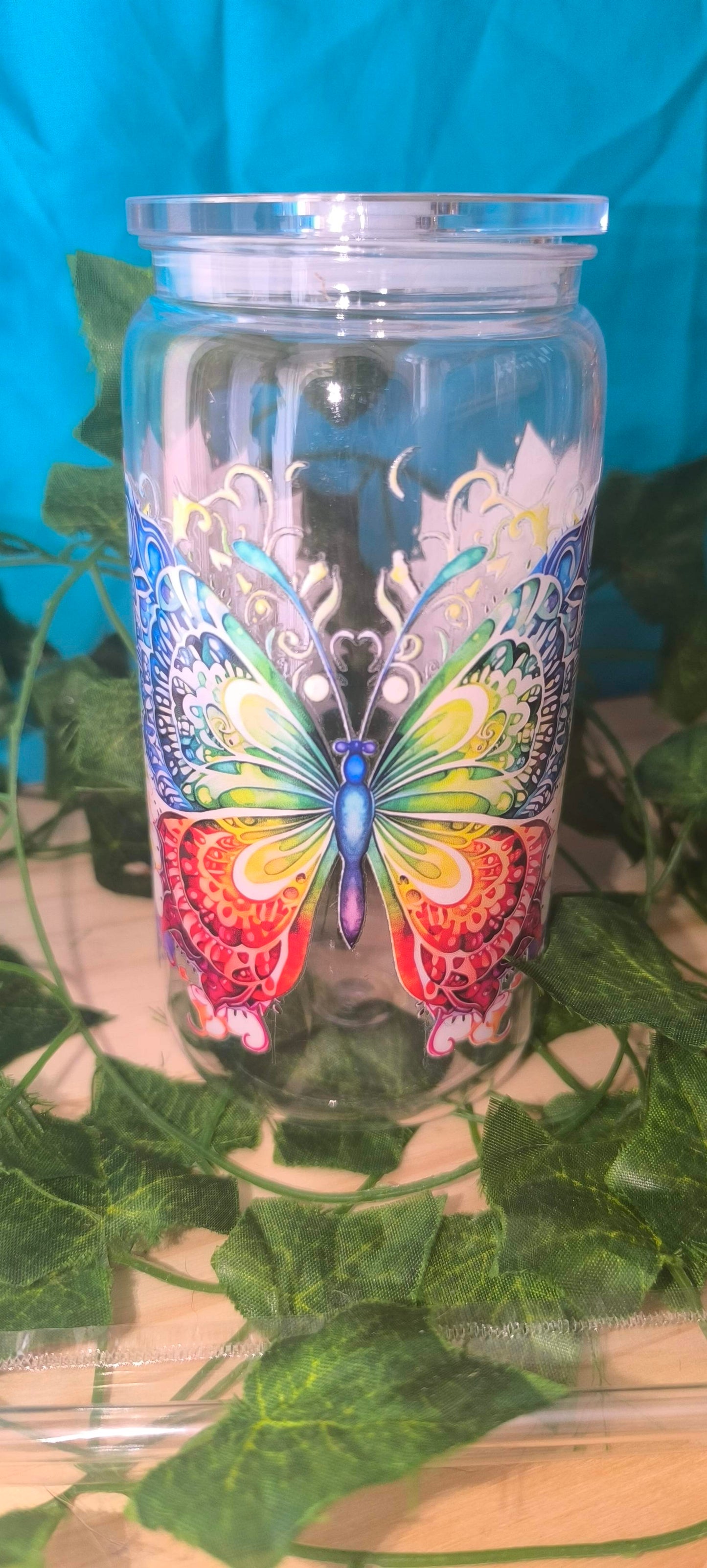 Verre transparent avec sticker uv dtf