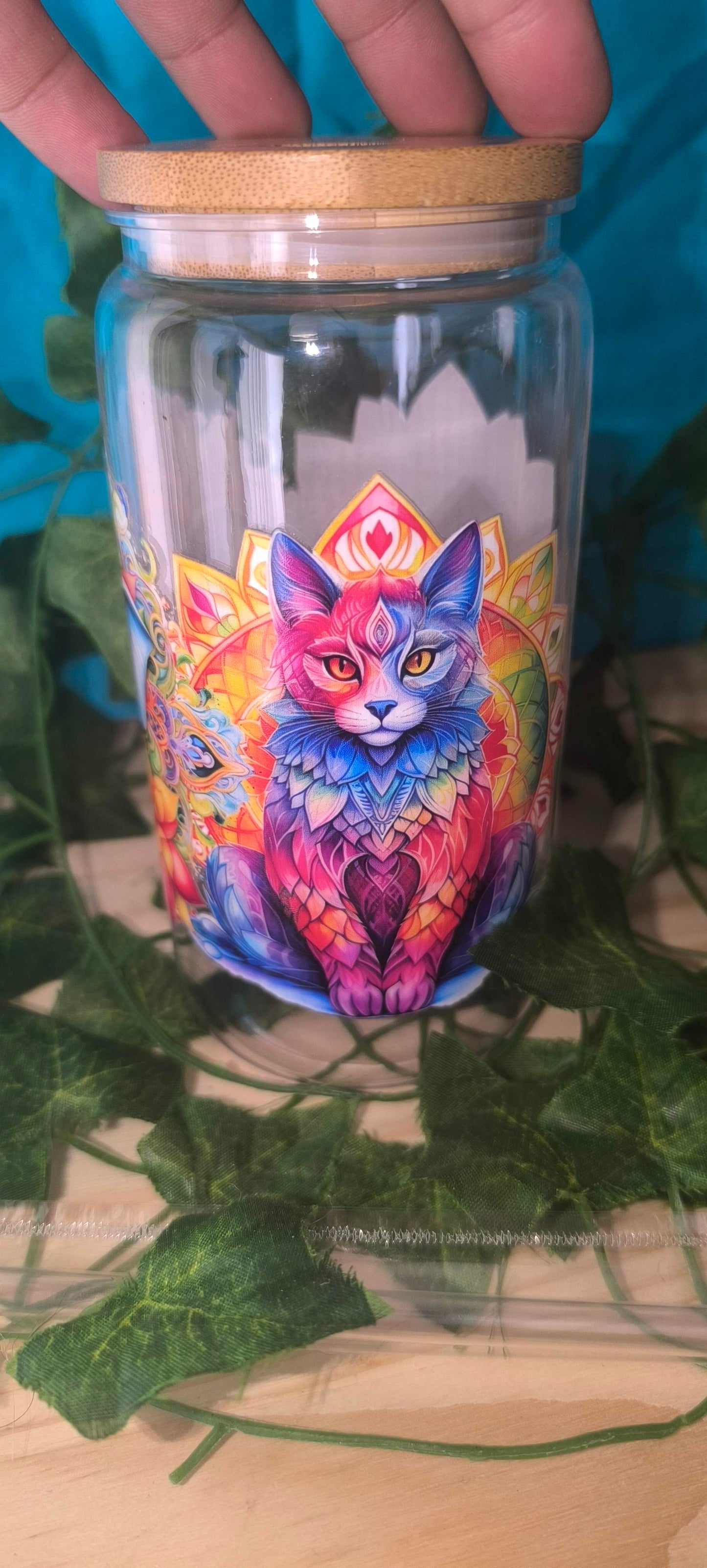 Verre transparent avec sticker uv dtf