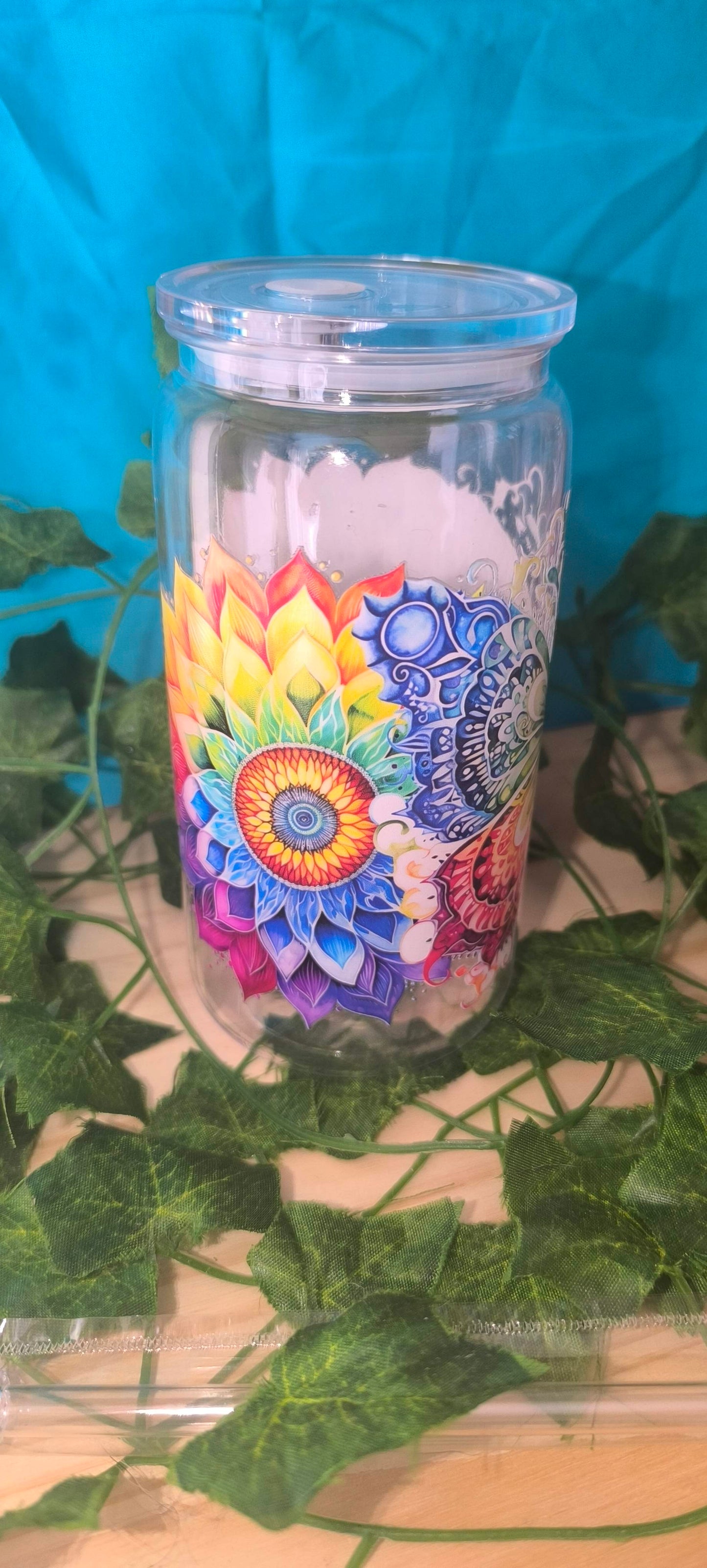 Verre transparent avec sticker uv dtf