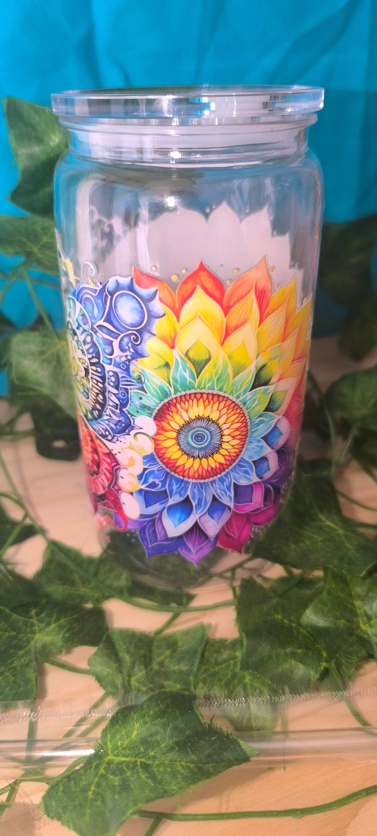 Verre transparent avec sticker uv dtf