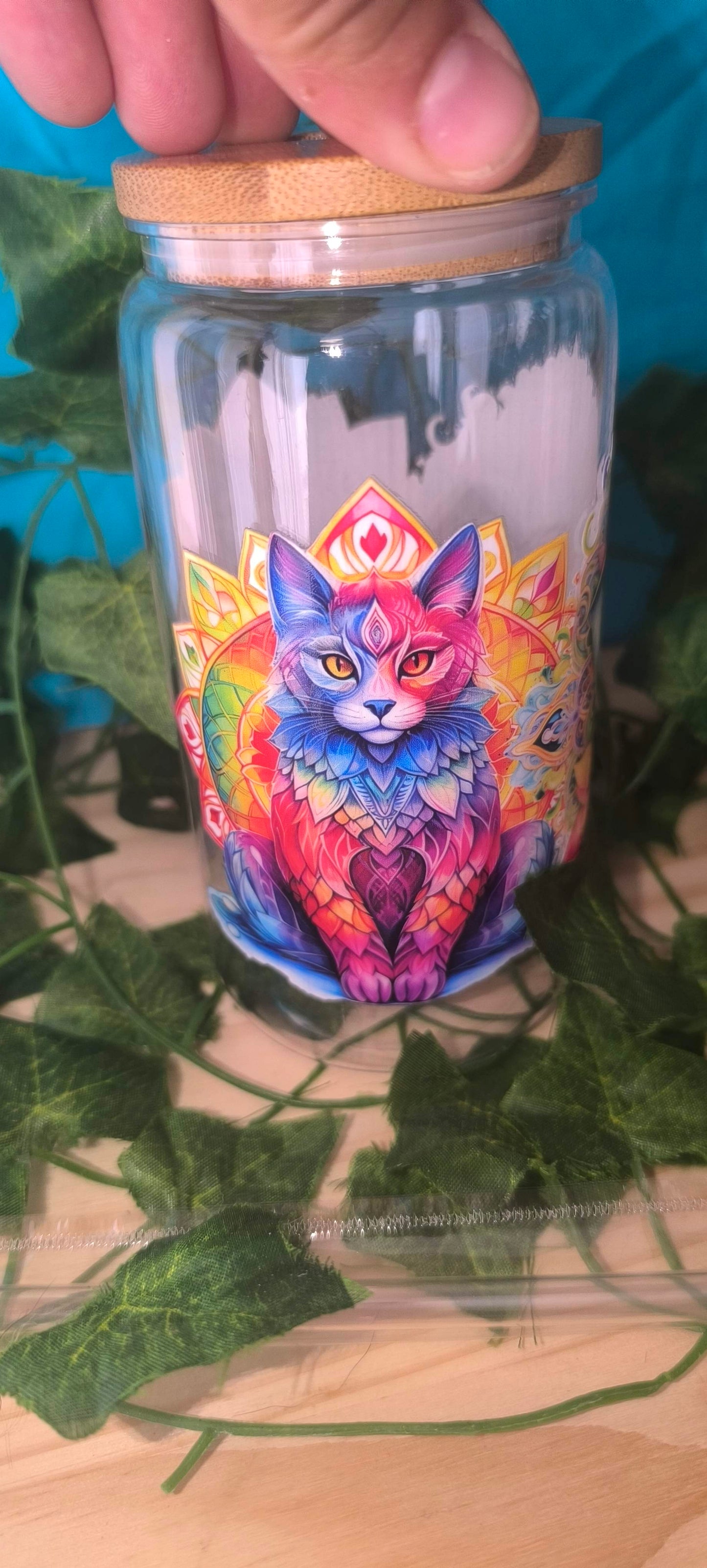 Verre transparent avec sticker uv dtf