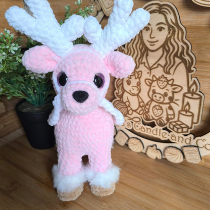 🦌 Peluche Renne de Noël Rose🦌