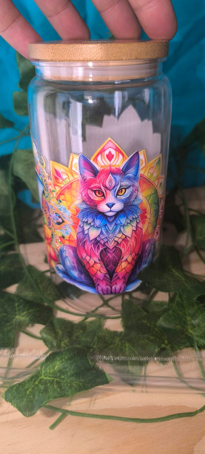 Verre transparent avec sticker uv dtf