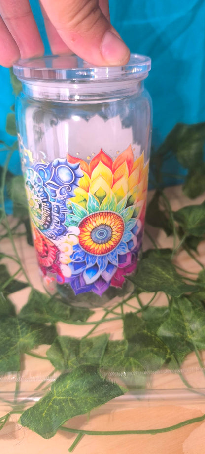 Verre transparent avec sticker uv dtf