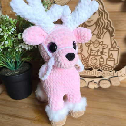 🦌 Peluche Renne de Noël Rose🦌